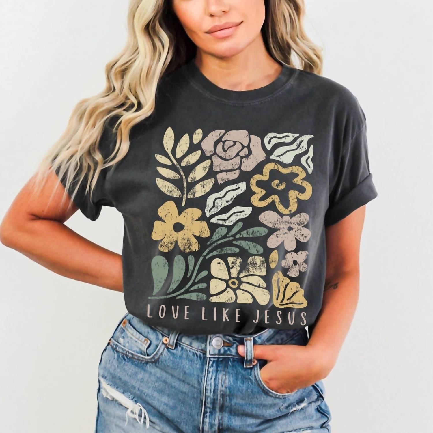 Comfort Colors Love Like Jesus Tees in multi - women's t-shirt
