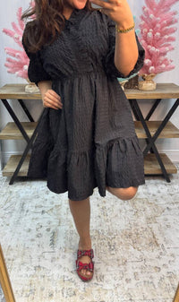 Umgee - Ruffled Trim Textured Baby Doll Dress
