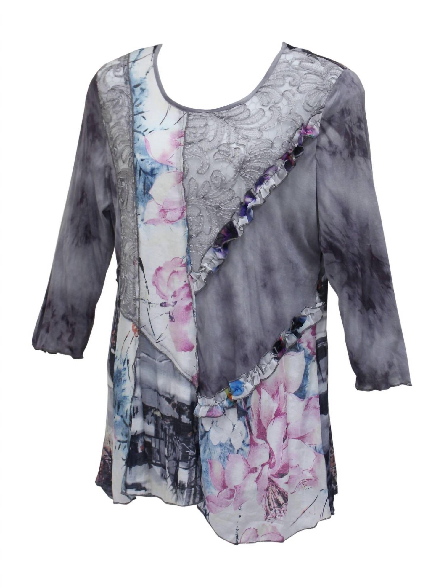 Lv Collection - Women's Floral & Ruffle Tunic