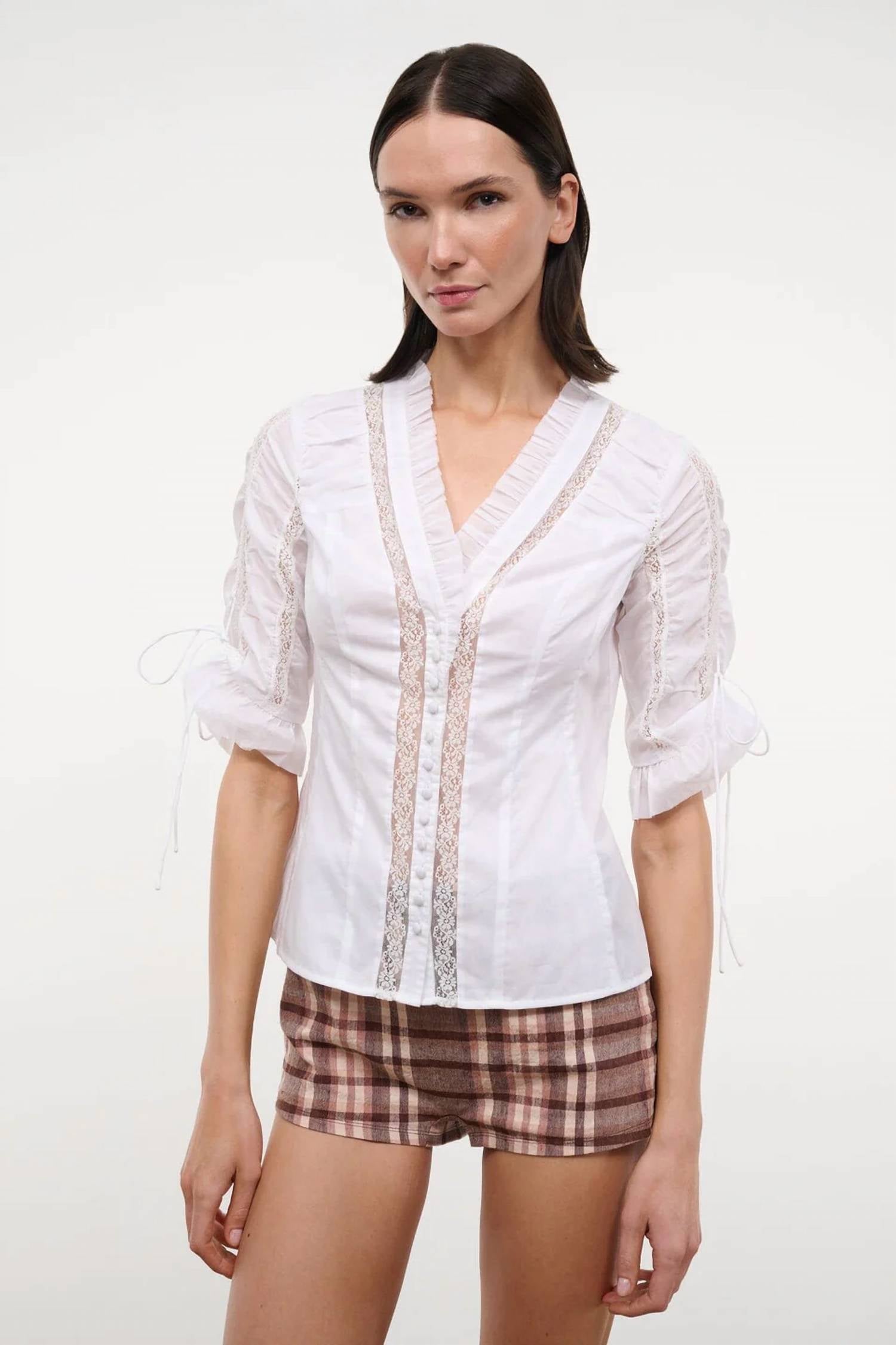 Staud - Paolina Tie Cinched Sleeves Top