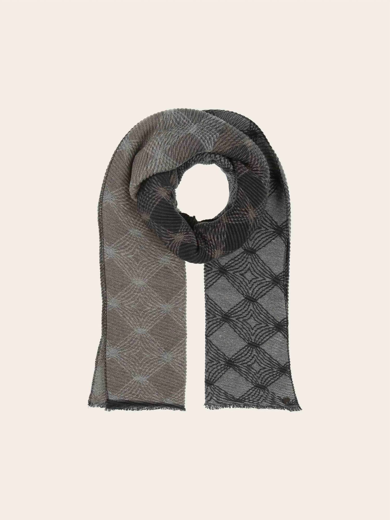 V. FRAAS Women's Geo Metallic Plisse Scarf in sand - women's scarf