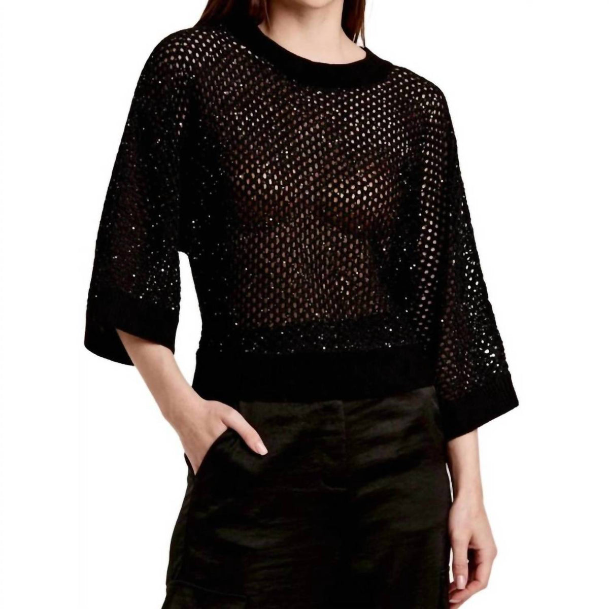 Another Love - Rosalia Knitted 3/4 Sleeve Sequence Sweater