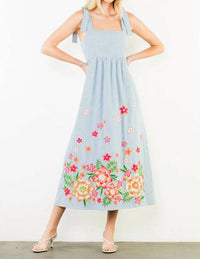 Thml - Embroidered Tie Midi Dress