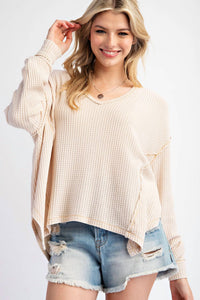 Easel - Waffle Knit Long Sleeve Top