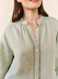 Bella Dahl - Mandarin Collar Trimmed Top