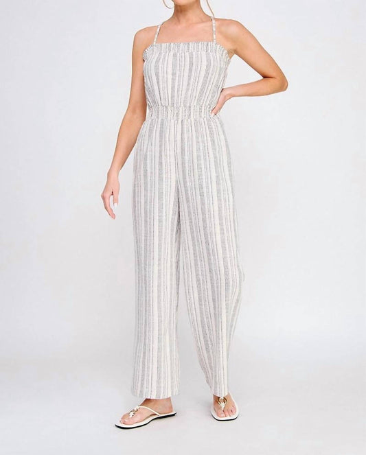 Allie Rose - Striped Tie-back Jumpsuit