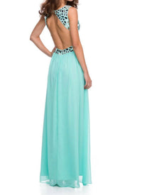 Nox Anabel - Women's Mirror Beaded Chiffon Backless Gown