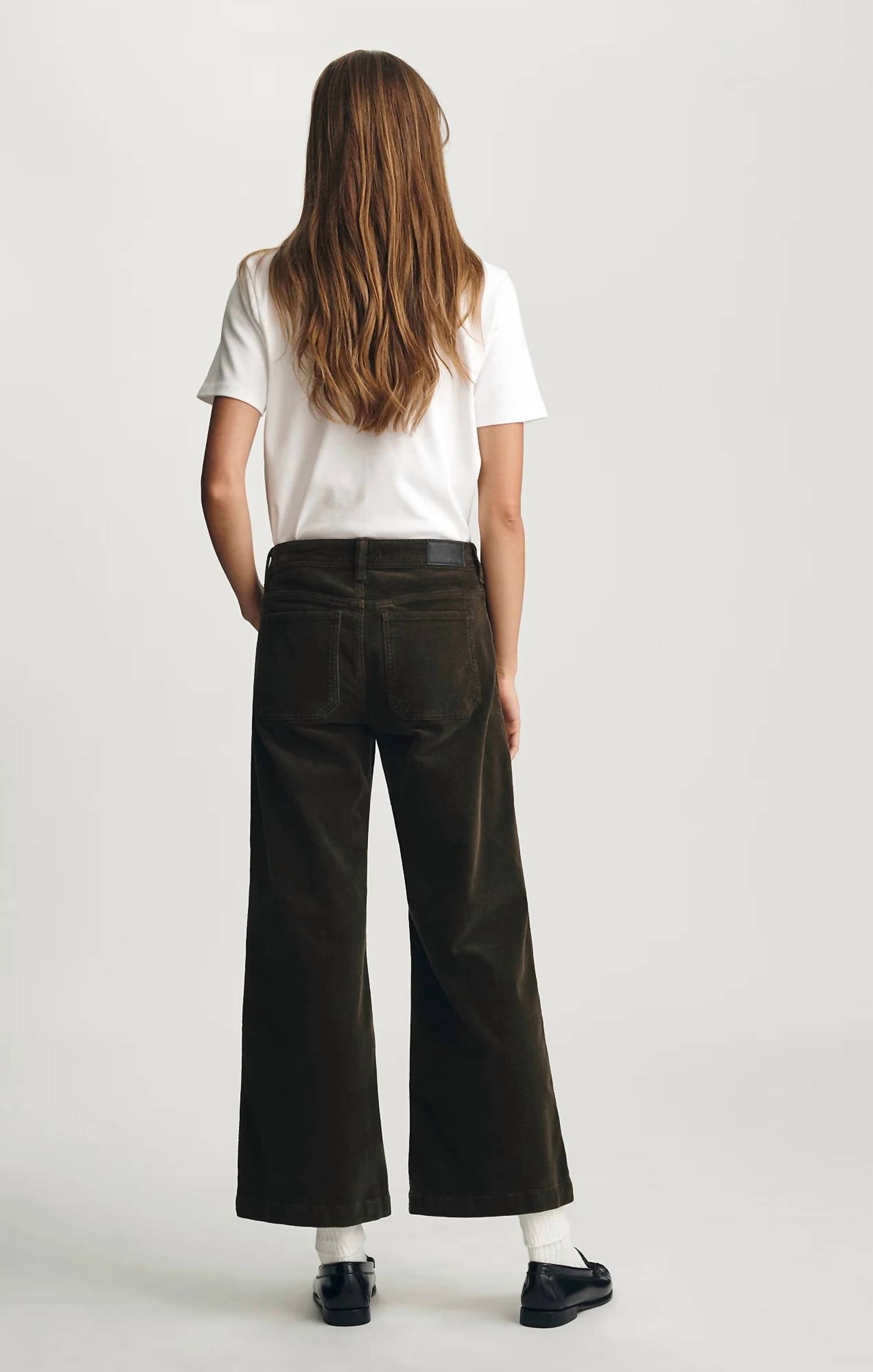 mavi Paloma Marine High Rise Wide Leg Pants in dollar bill cord - women's pants - alternate view