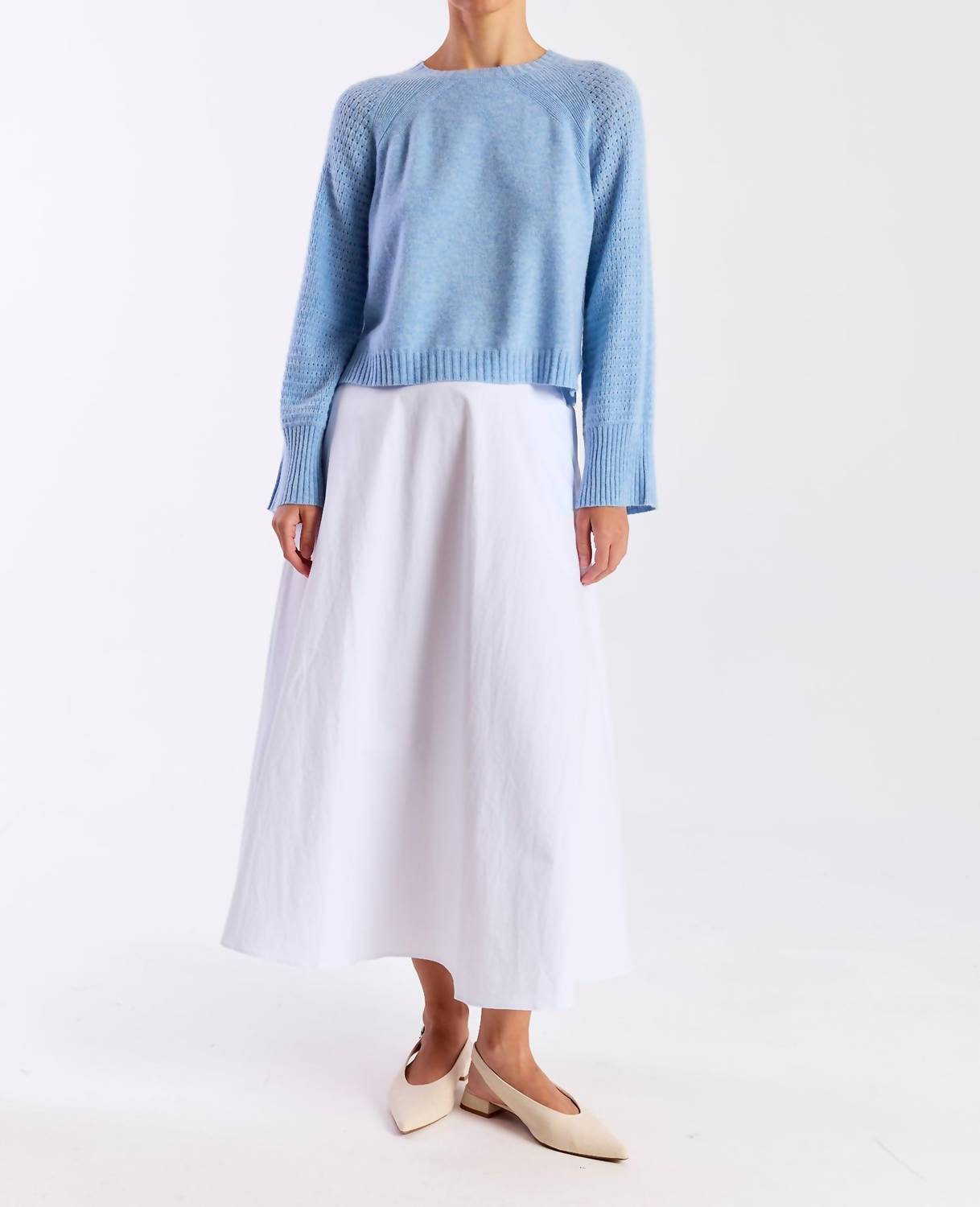 Brodie Cashmere - Natalie Pointelle Crewneck Top