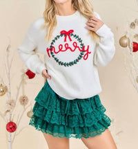 Mainstrip - Saige Merry Embroidered Christmas Wreath Sweater