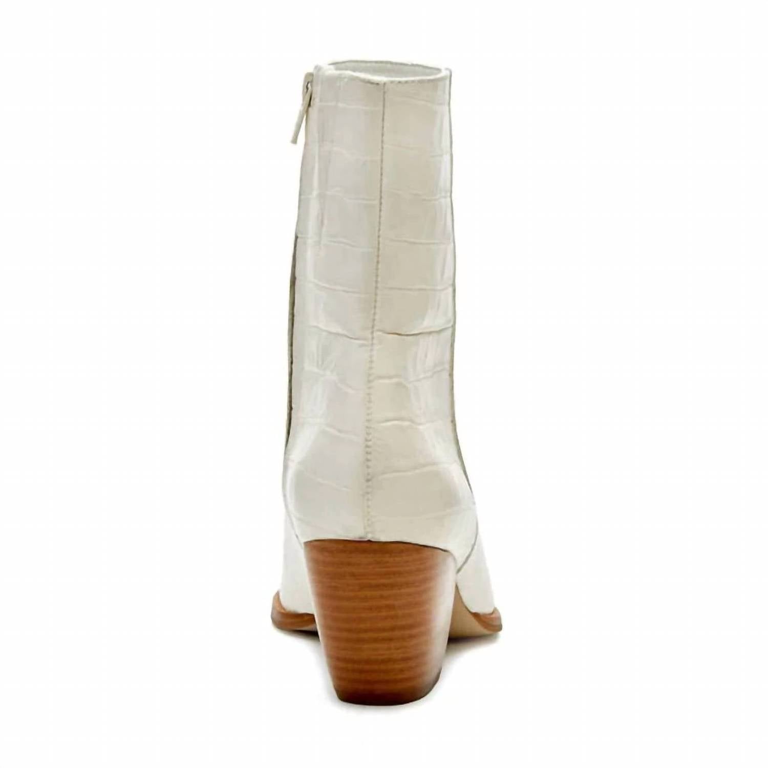 Matisse Women's Spade Booties in white croc vegan leather - women's shoe - alternate view