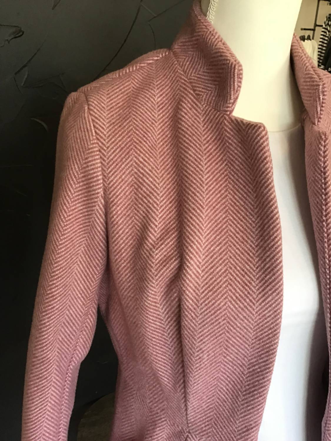 UNISHE Women's Open Front Jacquard Blazer in pink - women's jacket - detail view