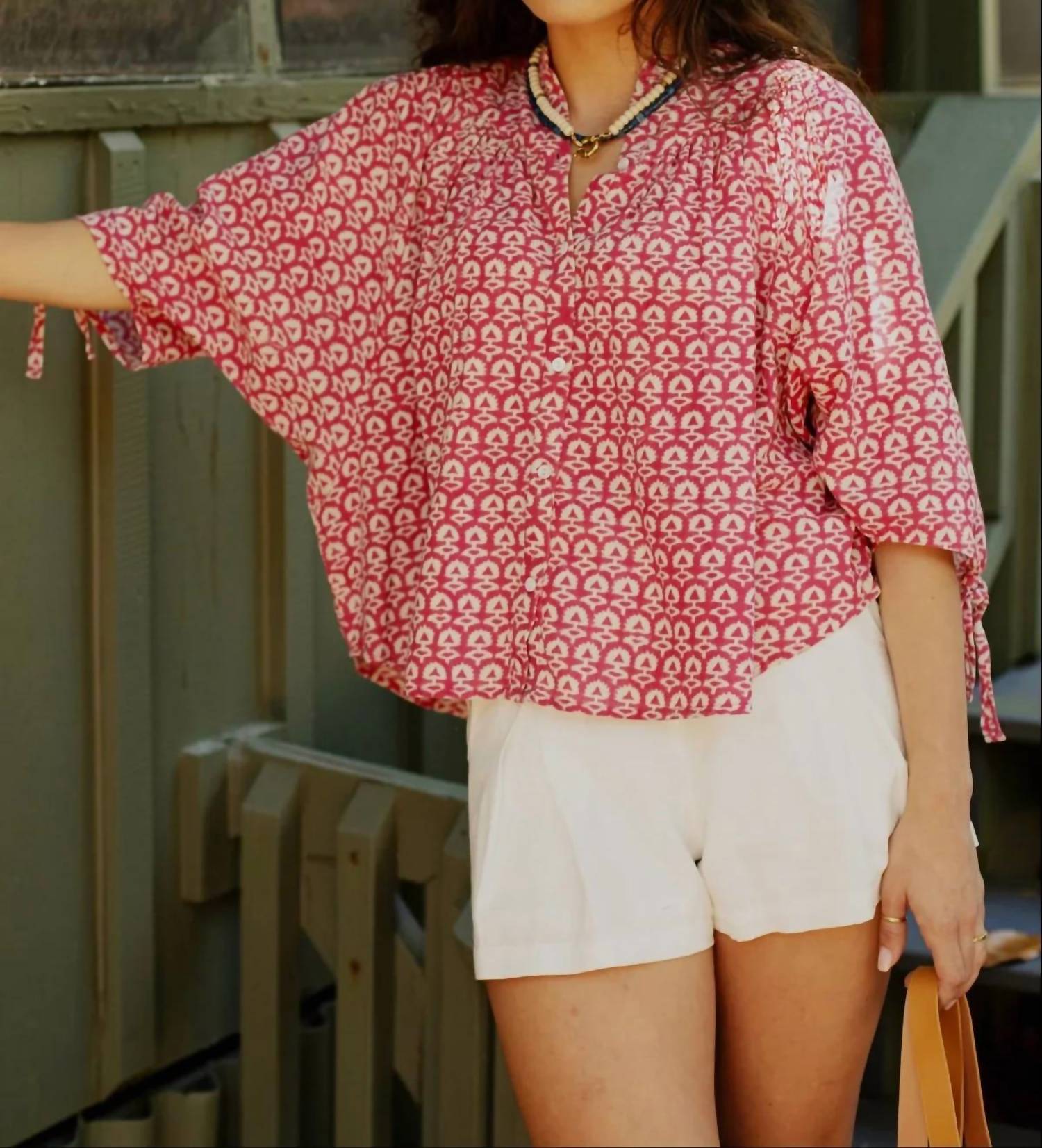 Exvoto - Blockprint Fleur Button Front Blouse