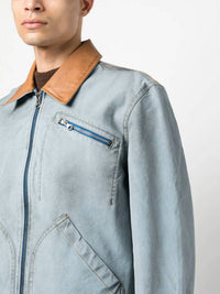 DIESEL Intentionally Dirty Effect Full Zip J-chart Jacket in blue brown - men's jacket - view 6