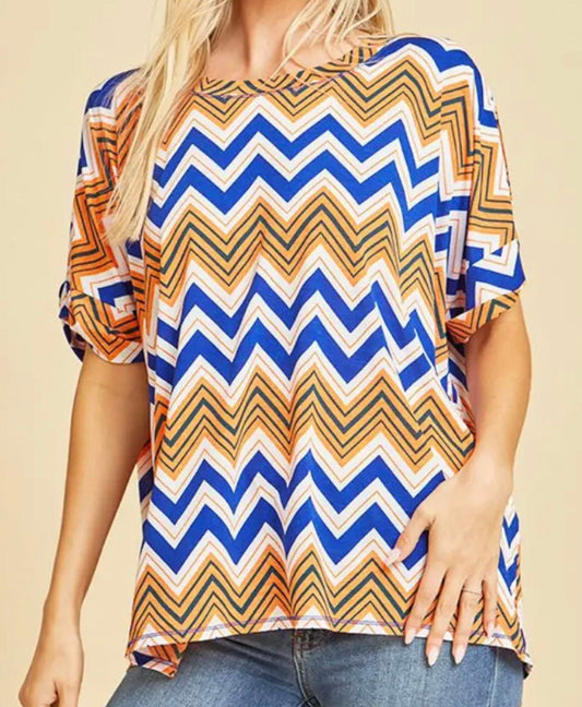 Sew In Love - Blue & Orange Crazy Love Top