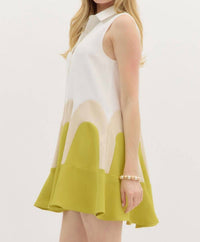 Entro - Collared Colorblock Arch Dress