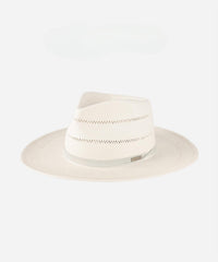 Gigi Pip Women's Arlo Straw Teardrop Fedora Blemished Hat in cream band - women's hat