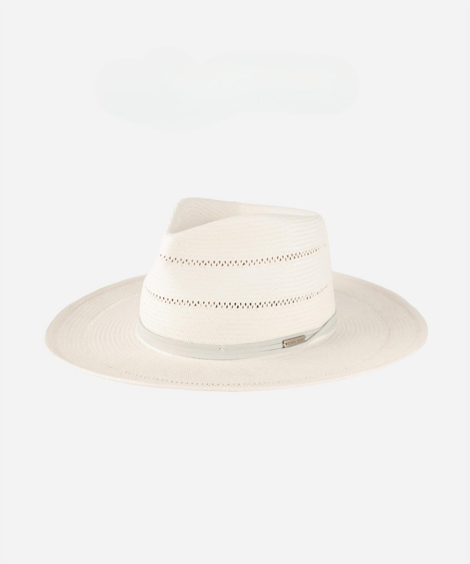 Gigi Pip Women's Arlo Straw Teardrop Fedora Blemished Hat in cream band - women's hat