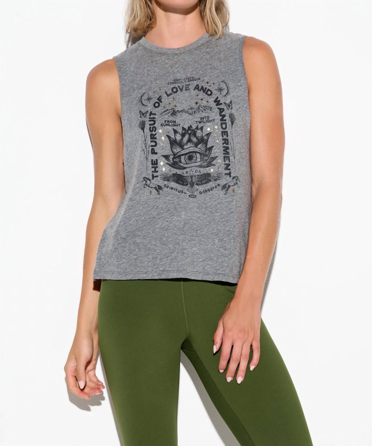 SPIRITUAL GANGSTER Pursuit Bowery Tank Top - Plus in heather grey - women's tank top