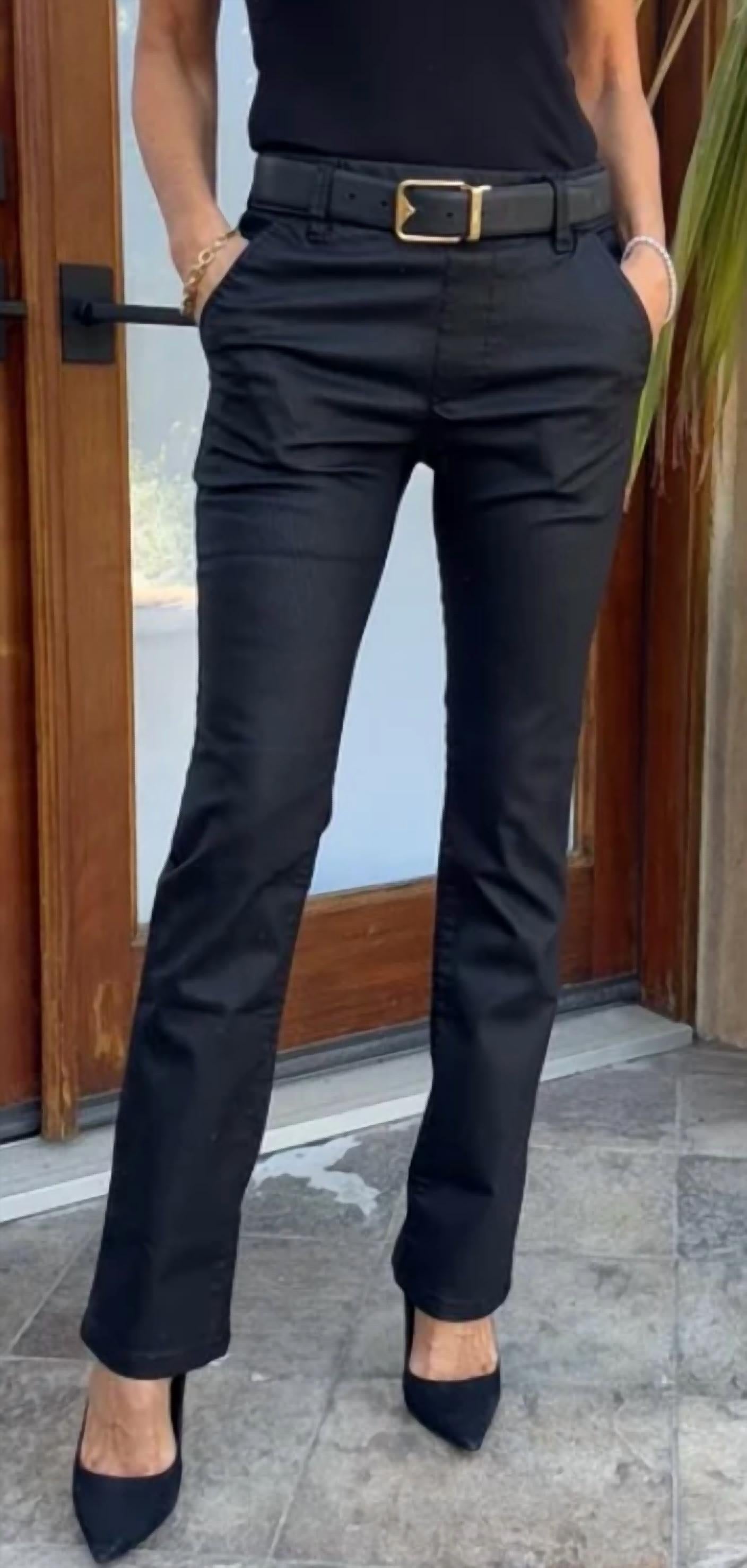BEVY FLOG Nansi Flare Pants in black stripe - women's pants