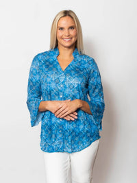 Sno Skins - Printed Crinkle Mesh Sweetheart Blouse