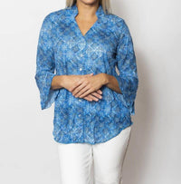 Sno Skins - Printed Crinkle Mesh Sweetheart Blouse