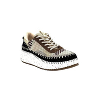 Renato Garini Women's Alexis Patchwork Sneaker in black grey brown - women's sneaker - alternate view