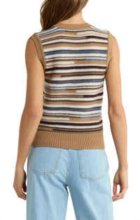 Veronica Beard Helena Knit Vest in dark acorn multi - women's jacket - alternate view