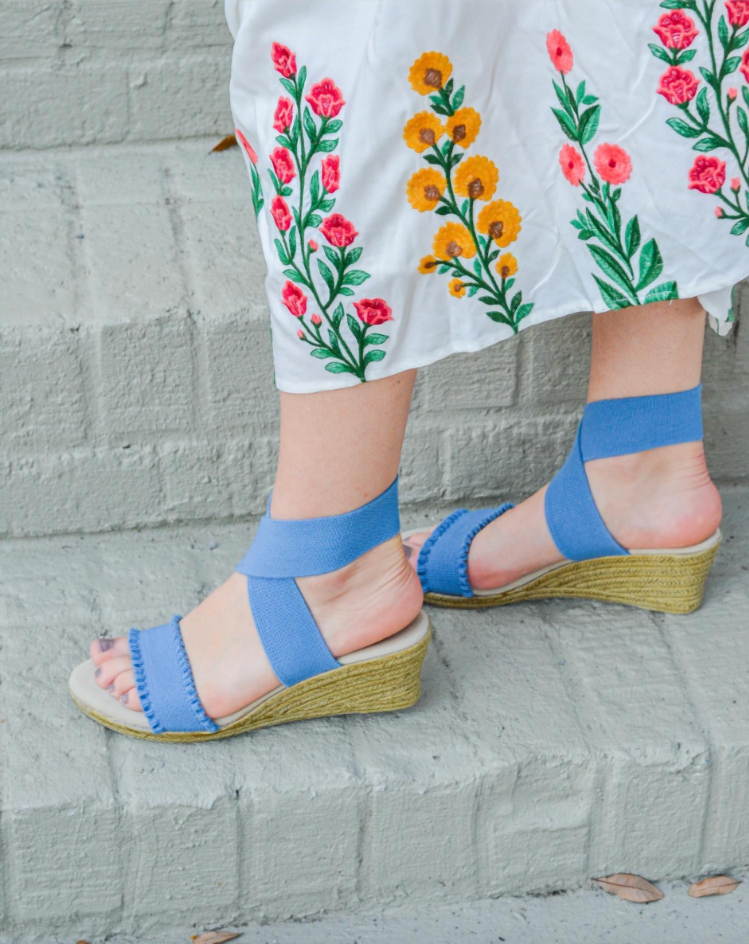 CHARLESTON SHOE CO. Women's Carolina Wedge Sandals in cornflower ruffle - women's shoe - view 4