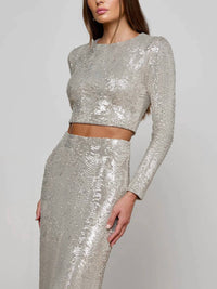 L'Agence - Rogan Sequin Cropped Top