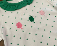 Luigi Kids - Kid's 3 Shamrocks Embroidered Long Romper