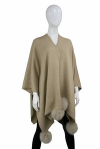 Mitchie'S Matchings - Women's Knit Wrap With Sequin Sparkles And Fox Pompoms