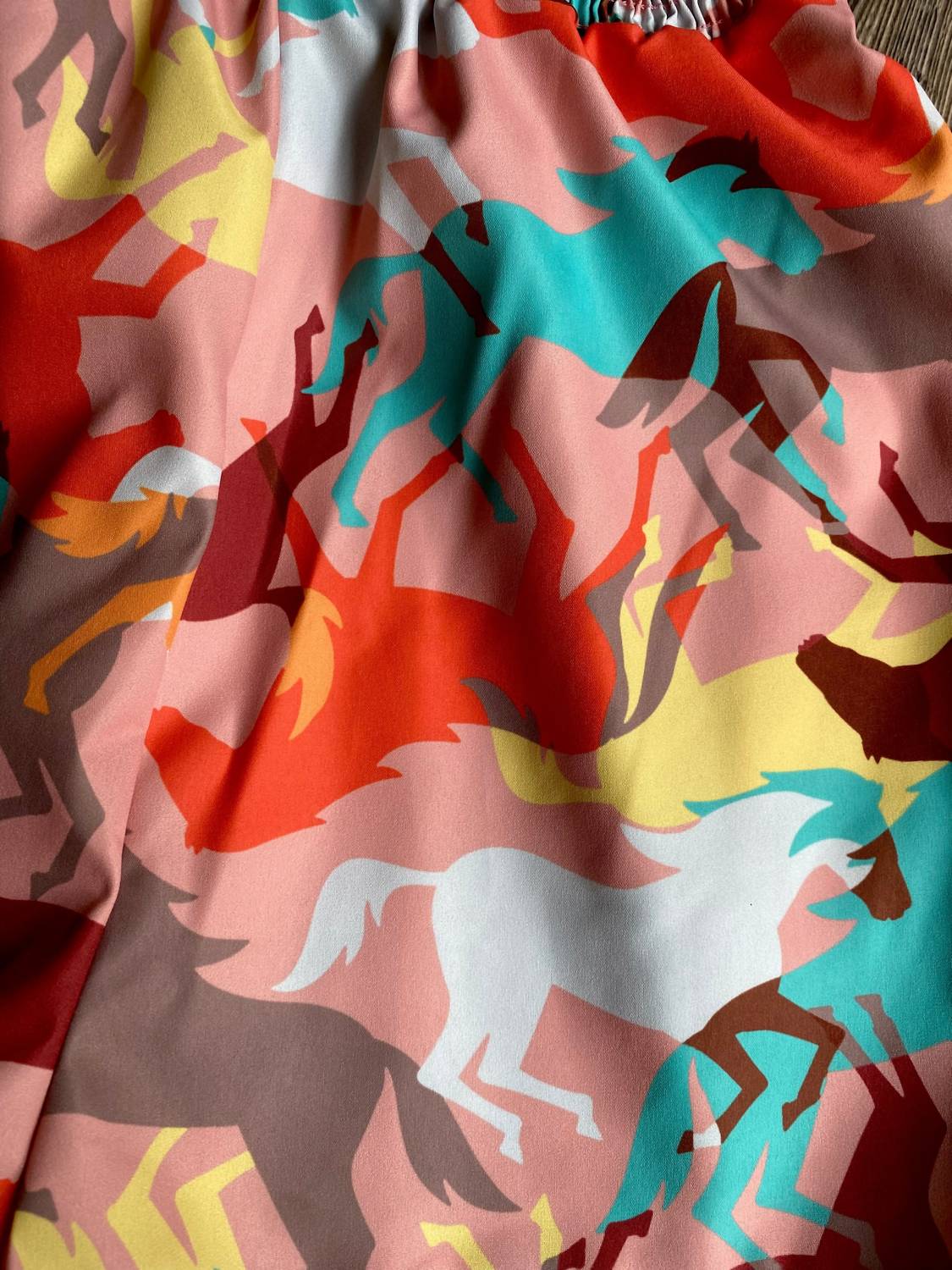 FANTASTIC FAWN Horse Print Romper in orange - women's pants - alternate view