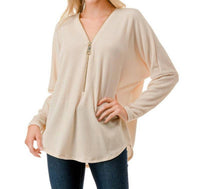 Ariella - DOLMAN SLEEVE ZIPPER TOP