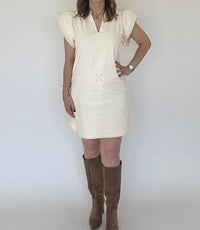 Thml - Neutral Denim Flutter Sleeve Dress