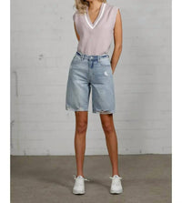 Risen - High Rise Acid Wash Bermuda Jeans