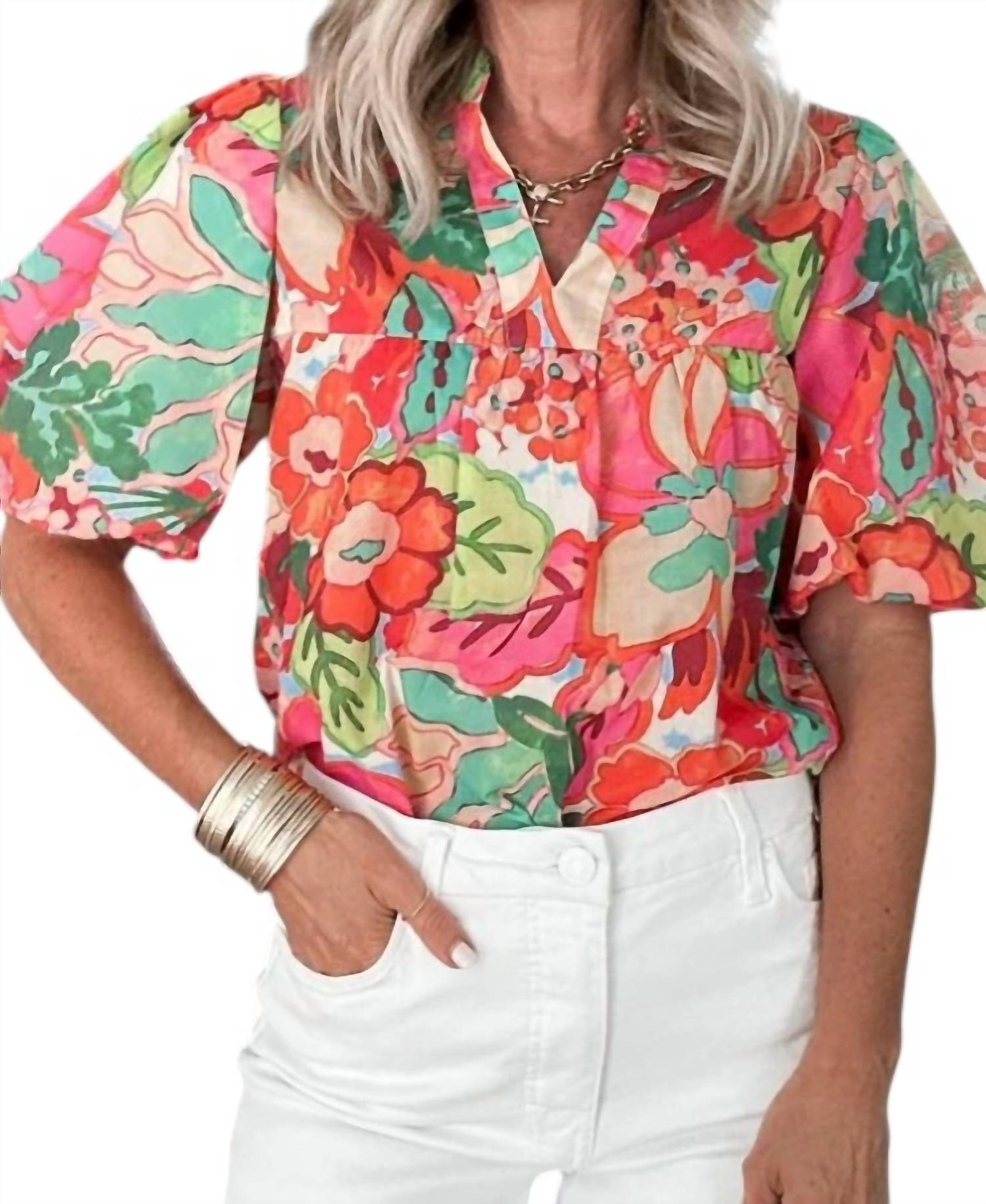 Thml - Puff Sleeve Flower Print Top