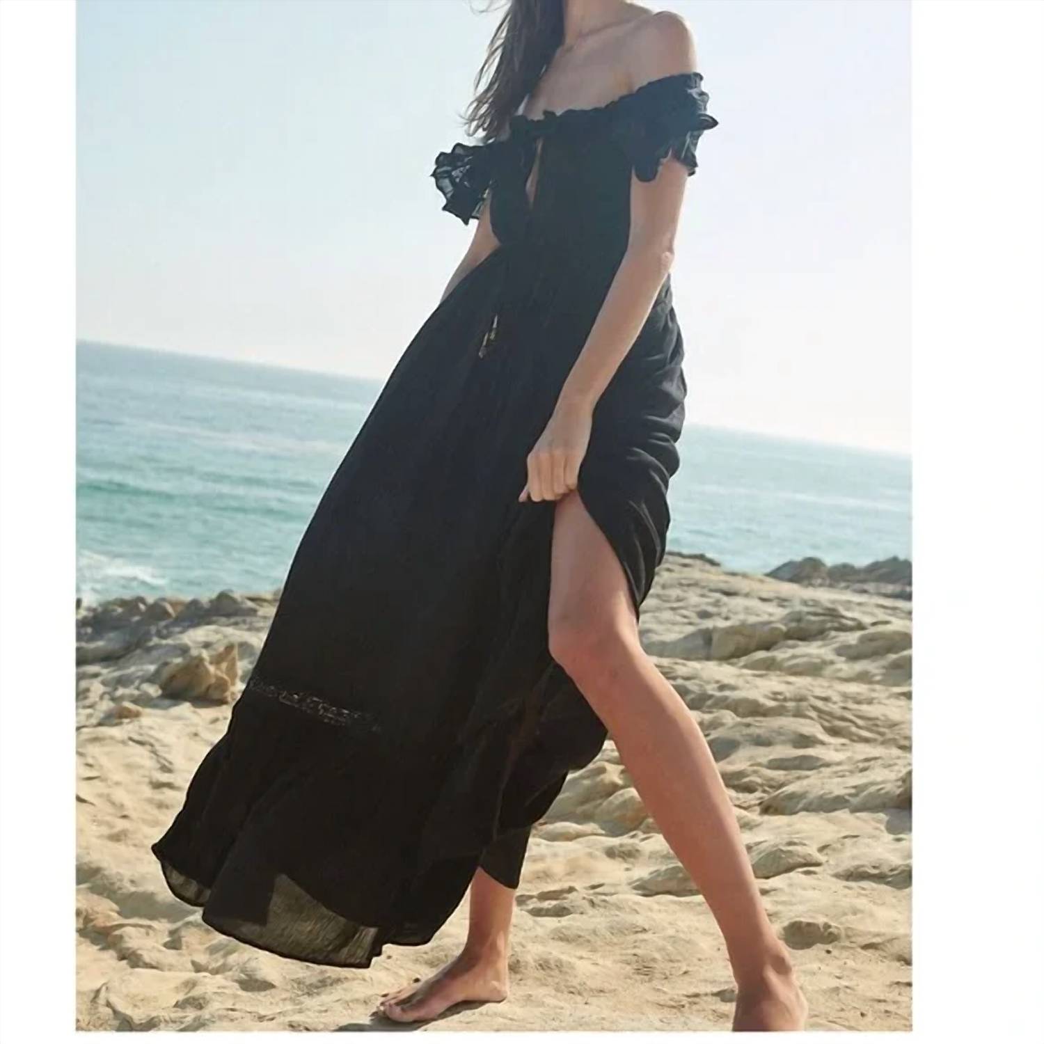 Free People Dresses | Free People Moonlight Ocean Maxi - Size S | Color: Black | Size: S
