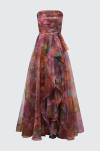 Theia - Fahreta Strapless Draped Gown