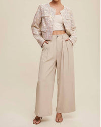 Listicle - Luxe Lights Sequin Cropped Tweed Jacket