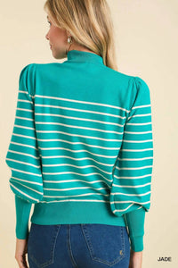 Umgee - High Neck Stripe Sweater