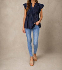Thml - Embellished Yoke Flutter Sleeve Top
