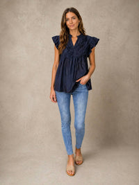 Thml - Embellished Yoke Flutter Sleeve Top