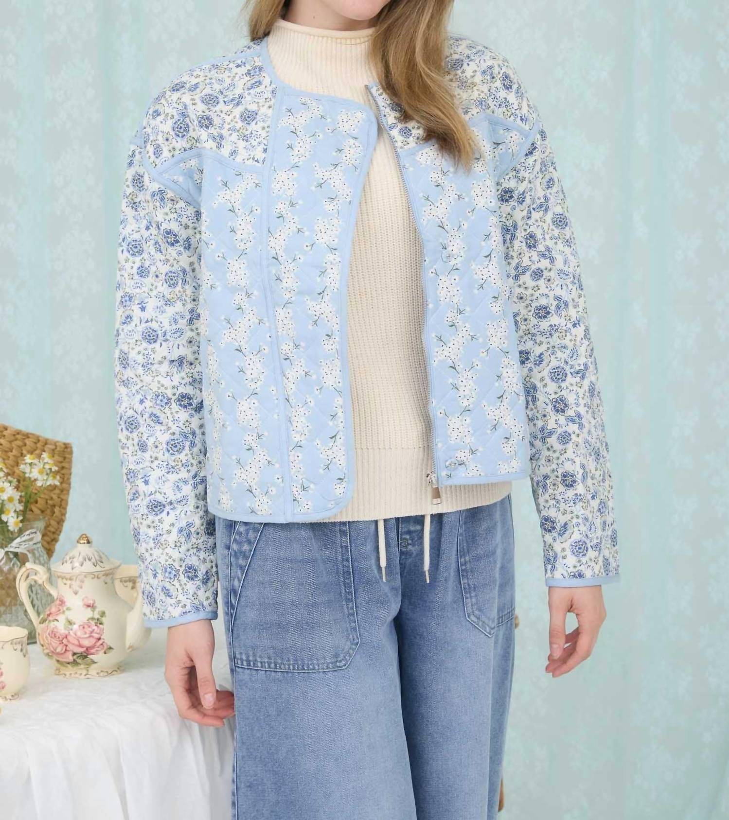 Blu Pepper - Long Sleeve Quilted Jacket