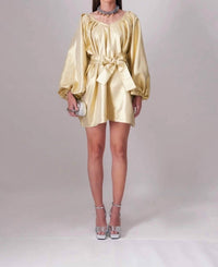 Tela Luxury Mercantile Golden Age Mini Dress in beige - women's dress