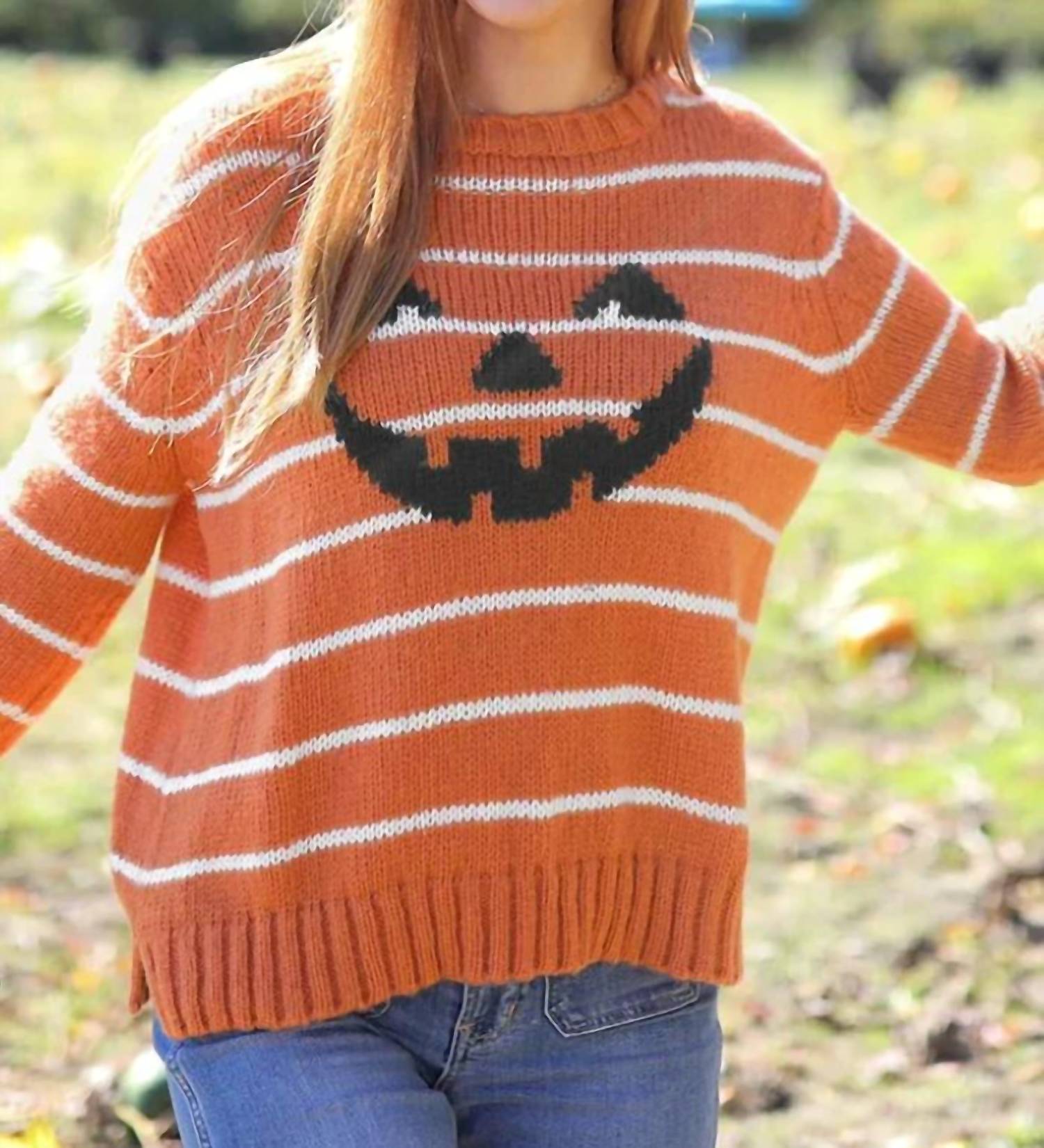 Wooden Ships - Jack-o-lantern Striped Crew Sweater