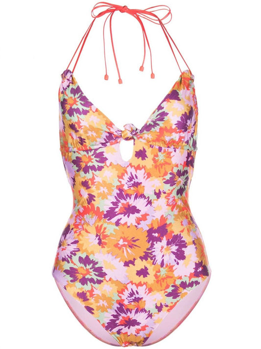 Zimmermann - Violet Knotted 1Pc Mustard Floral Swimsuit