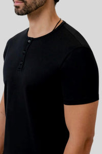 Dezman - Henley Curve Hem Top
