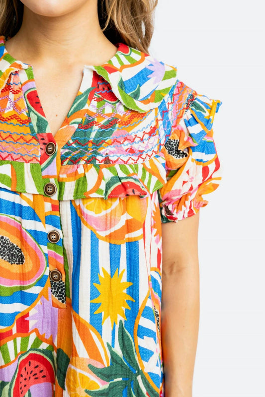 Karlie - Tropical Island Fruit Stitch Peter Pan Dress