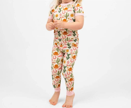 Emerson And Friends - Girls Hey Y'all Western Bamboo Short Sleeve Pajama Pants Set